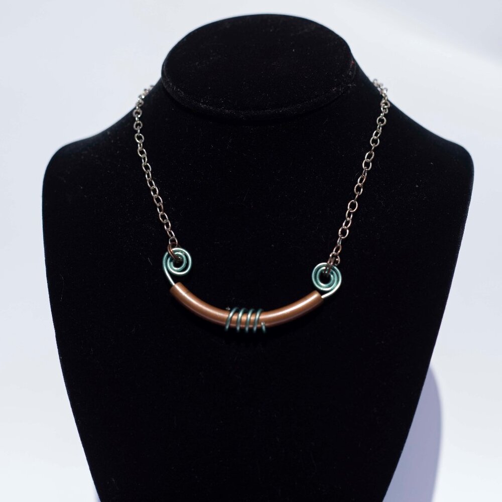 Handcrafted Copper Art Necklace | Whimsical Metallic Fun Jewelry | Hippie Boho